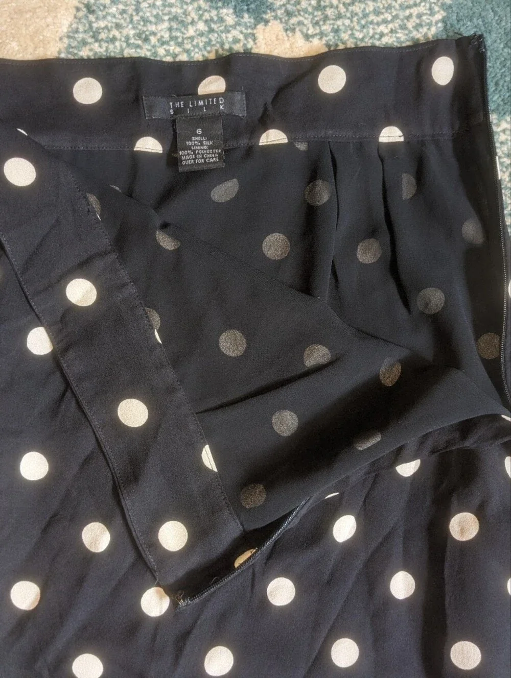 Vintage The Limited 100% Silk Polka Dot Pencil Midi Skirt Size 6